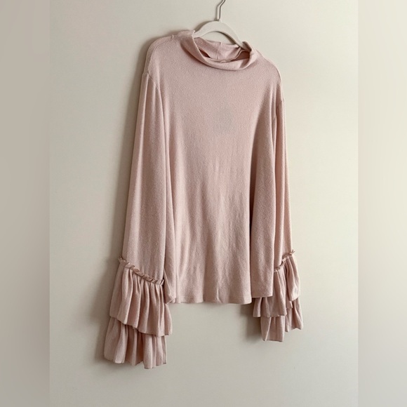 Bobeau Mock Neck Sweater Long Sleeve Ruffled Cuffs - Size 1X - NWT - Picture 3 of 12